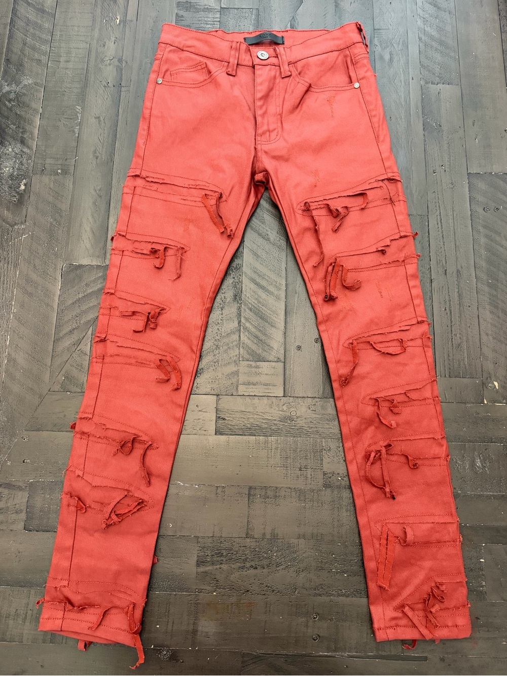 Kdnk Slim Distressed Red Men's Skinny Jeans